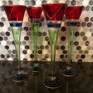 Vintage handpainted champagne flutes